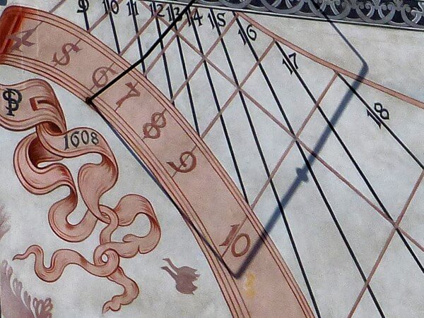 Detail of a vertical sundial