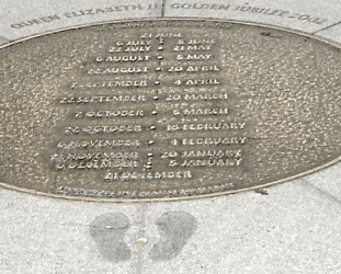 Date line in bronze, at Westminster abbey