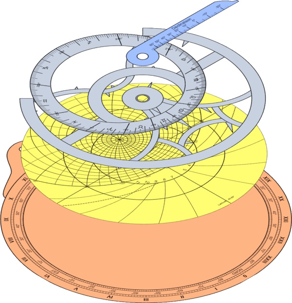 Assemblage of astrolabe components