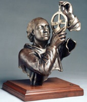Christophe Colomb avec un astrolabe nautique