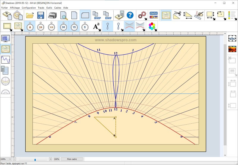 Ecran du logiciel Shadows