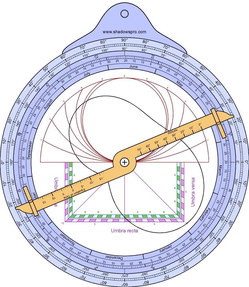 Back of an astrolabe with a shadow square