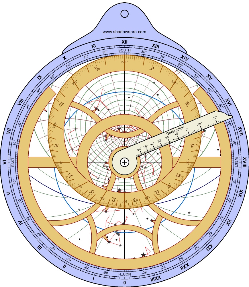 Astrolabe planisphérique avec son araignée et sa règle