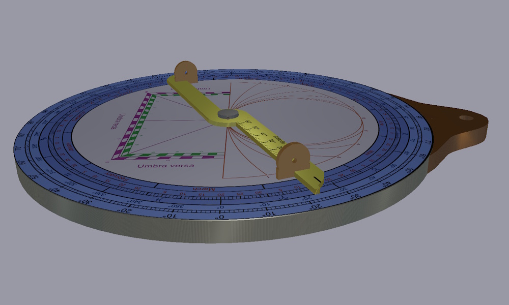 Dos de l'astrolabe planisphérique, en 3D