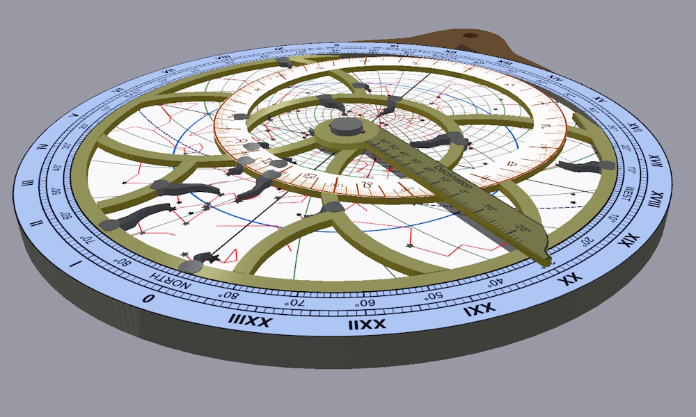 Face de l'astrolabe planisphérique, en 3D